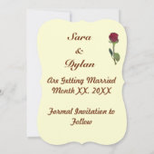 ロマンチックな金ゴールドインターロックハート、写真、レッドローズ 招待状 (裏面)