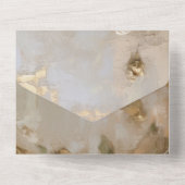 ロマンチックな金ゴールドクリームホワイトローズ オールインワン招待状 (裏面)