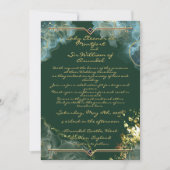 ロマンチックな金ゴールドグリーンマーブルファンタジー結婚2s 招待状 (正面)