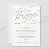 ロマンチックな金ゴールドスタイル名ようこそ旅程レター (正面)