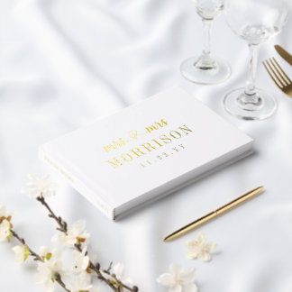 ロマンチックな金ゴールドハートの台本ミセス&ミセス結婚ズ ゲストブック