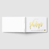 ロマンチックな金ゴールドハートの姓結婚は ゲストブック (全面)