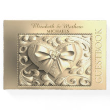 ロマンチックな金ゴールドハートサテンボウ