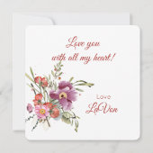 ロマンチックな金ゴールドハートフローラバレンタイン シーズンカード (裏面)