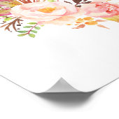 ロマンチックな金ゴールドフレーム赤面フローラシーティングチャート ポスター (角)