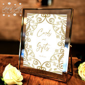 ロマンチックな金ゴールドフローラレース結婚式カード&ギフト ポスター