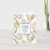 ロマンチックな金ゴールドホワイトチューリップフローラありがとう カード (正面)