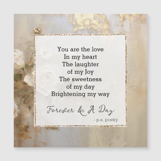 ロマンチックな金ゴールドホワイトローズフォーエバー詩 (正面)