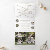 ロマンチックな金ゴールド何A年のクリスマス数々の写真 三つ折りクリスマスカード (内部)