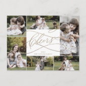 ロマンチックな金ゴールド応援新年6写真家族ニュース シーズンポストカード (正面)