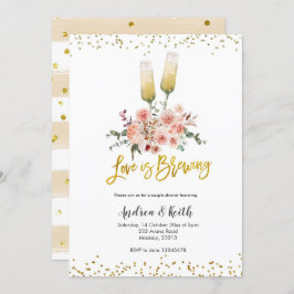 ロマンチックな金ゴールド愛がカップルシャワーを醸し出す 招待状