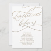 ロマンチックな金ゴールド愛の前に私たちの座席表カード 招待状 (正面)