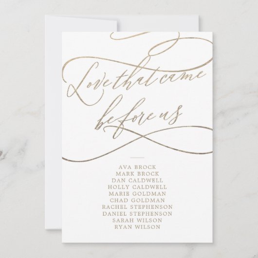 ロマンチックな金ゴールド愛の前に私たちの座席表カード 招待状 (正面)