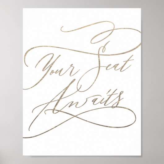 ロマンチックな金ゴールド書あなたの席が看板を待っている ポスター (正面)