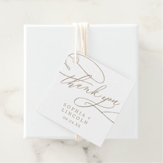 ロマンチックな金ゴールド書道ありがとう フェイバータグ (インサイチュ)