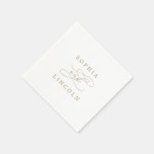 ロマンチックな金ゴールド書道が結婚花開くナプキン スタンダードカクテルナプキン (角)