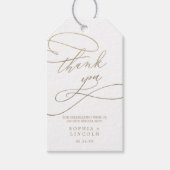 ロマンチックな金ゴールド書道が花開く感謝ありがとう ギフトタグ (正面)