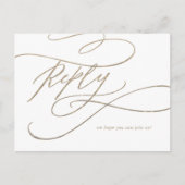 ロマンチックな金ゴールド書道の歌のリクエストRSVP インビテーションポストカード (正面)