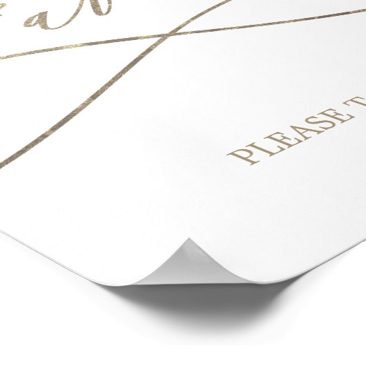 ロマンチックな金ゴールド書道の結婚式の引き出物サイン ポスター (角)