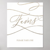 ロマンチックな金ゴールド書道の結婚式の引き出物サイン ポスター (正面)