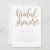 ロマンチックな金ゴールド書道の繁栄ブライダルシャワーI 招待状 (正面)