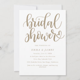 ロマンチックな金ゴールド書道の繁栄ブライダルシャワーI 招待状