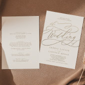 ロマンチックな金ゴールド書道アイボリー結婚すべて 招待状