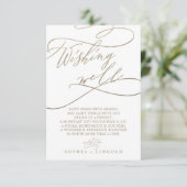 ロマンチックな金ゴールド書道ウィッシングウェルカード エンクロージャーカード (スタンド正面)