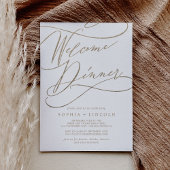 ロマンチックな金ゴールド書道ウェルカムディナー 招待状