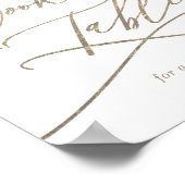 ロマンチックな金ゴールド書道クッキーテーブルサイン ポスター (角)