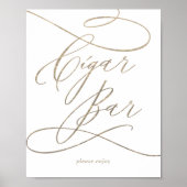 ロマンチックな金ゴールド書道シガーバーサイン ポスター (正面)