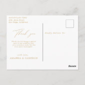 ロマンチックな金ゴールド書道ネイビーブルーありがとう ポストカード (裏面)