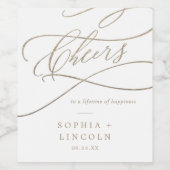 ロマンチックな金ゴールド書道応援ワインラベル ワインラベル (シングルラベル)