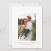 ロマンチックな金ゴールド書道海軍の写真日付を保存 セーブザデート (裏面)