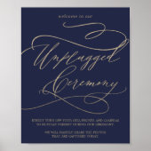 ロマンチックな金ゴールド書道海軍の抜き取り式 ポスター (正面)