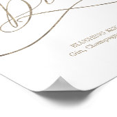 ロマンチックな金ゴールド書道署名ドリンクの看板 ポスター (角)