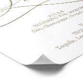 ロマンチックな金ゴールド書道署名ドリンクの看板 ポスター (角)