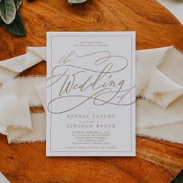 ロマンチックな金ゴールド書 |のフレーム結婚フレーム 招待状