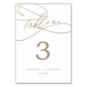 ロマンチックな金ゴールド書 |テーブル番号の表示 テーブルナンバー (裏面)