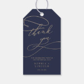 ロマンチックな金ゴールド書 |ネイビー結婚式の引き出物 ギフトタグ (裏面)