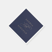 ロマンチックな金ゴールド書 |ネイビー結婚・フローリッシュ スタンダードカクテルナプキン (角)