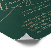 ロマンチックな金ゴールド書 |愛するメモリの緑 ポスター (角)