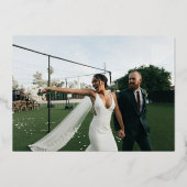 ロマンチックな金ゴールド結婚スクリプトの写真ありがとう 箔招待状 (裏面)