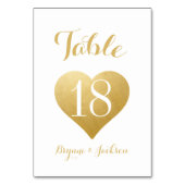 ロマンチックな金ゴールド結婚ハート テーブルナンバー (裏面)