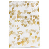 ロマンチックな金ゴールド結婚ハート ミディアムペーパーバッグ (正面)