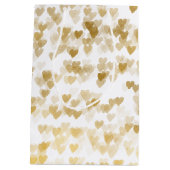 ロマンチックな金ゴールド結婚ハート ミディアムペーパーバッグ (裏面)