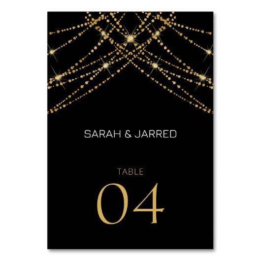 ロマンチックな金ゴールド結婚文字列 テーブルナンバー (正面)