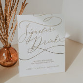 ロマンチックな金ゴールド結婚書道のシグネチャードリンク 台座サイン