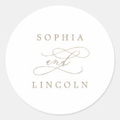 ロマンチックな金ゴールド結婚書道の封筒用シール ラウンドシール (正面)