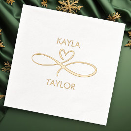 ロマンチックな金ゴールド結婚書道 箔ナプキン